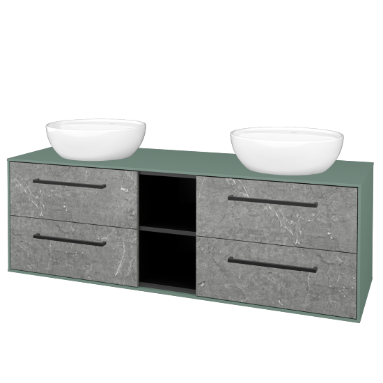 Skrinka pod umývadlo KVADRO SZZ4O2 150 (umývadla Nikolo 2)  - M18 Mint mat - Úchytka T06 - D20 Galaxy - Nie