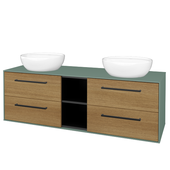 Skrinka pod umývadlo KVADRO SZZ4O2 150 (umývadla Nikolo 2)  - M18 Mint mat - Úchytka T06 - D29 Honey - Nie