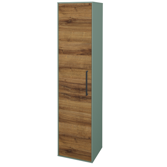 Vysoká kúpeľňová skriňa KVADRO SVD 35  - M18 Mint mat - Úchytka T06 - D27 Cognac - Levé - Nie