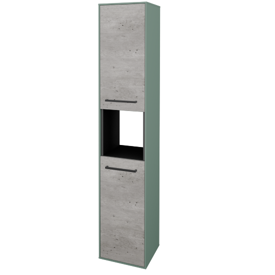 Vysoká kúpeľňová skriňa KVADRO SVD2O 35  - M18 Mint mat - Úchytka T06 - D01 Betón - Levé - Nie