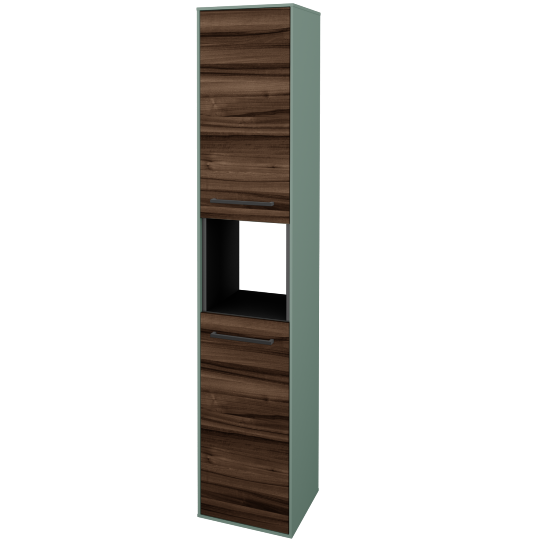 Vysoká kúpeľňová skriňa KVADRO SVD2O 35  - M18 Mint mat - Úchytka T06 - D06 Orech - Levé - Nie