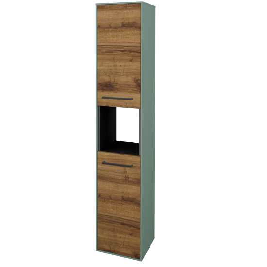 Vysoká kúpeľňová skriňa KVADRO SVD2O 35  - M18 Mint mat - Úchytka T06 - D27 Cognac - Levé - Nie