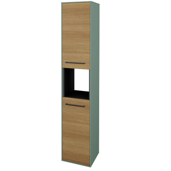 Vysoká kúpeľňová skriňa KVADRO SVD2O 35  - M18 Mint mat - Úchytka T06 - D29 Honey - Levé - Nie