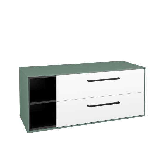 Skrinka pod umývadlo KVADRO SZZ2O2L 120 (bez umývadla)  - M18 Mint mat - Úchytka T06 - N01 Biela lesk - Nie
