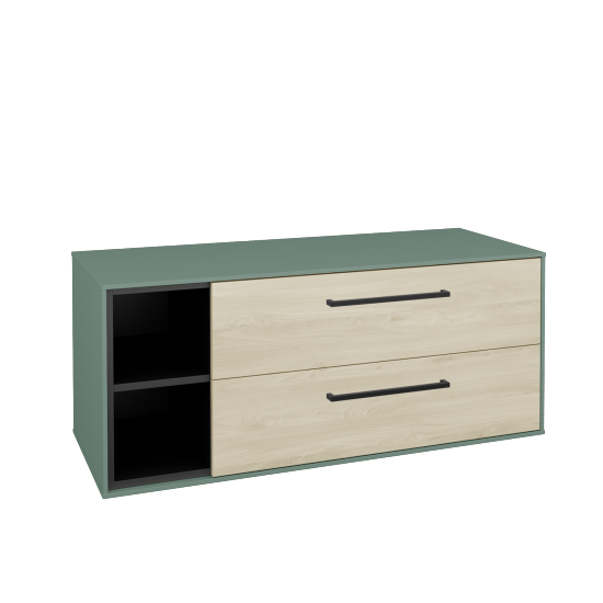Skrinka pod umývadlo KVADRO SZZ2O2L 120 (bez umývadla)  - M18 Mint mat - Úchytka T06 - D24 Ohio - Nie