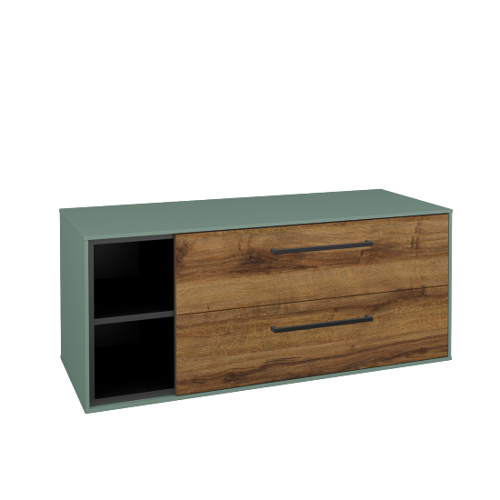 Skrinka pod umývadlo KVADRO SZZ2O2L 120 (bez umývadla)  - M18 Mint mat - Úchytka T06 - D27 Cognac - Nie