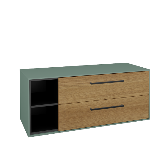Skrinka pod umývadlo KVADRO SZZ2O2L 120 (bez umývadla)  - M18 Mint mat - Úchytka T06 - D29 Honey - Nie