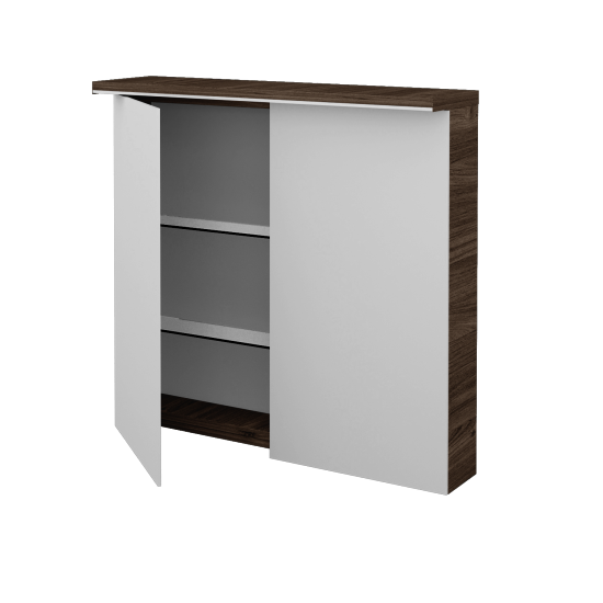 Dvojdverová zrkadlová skrinka ASTON GA2OE 80  - D25 Teak