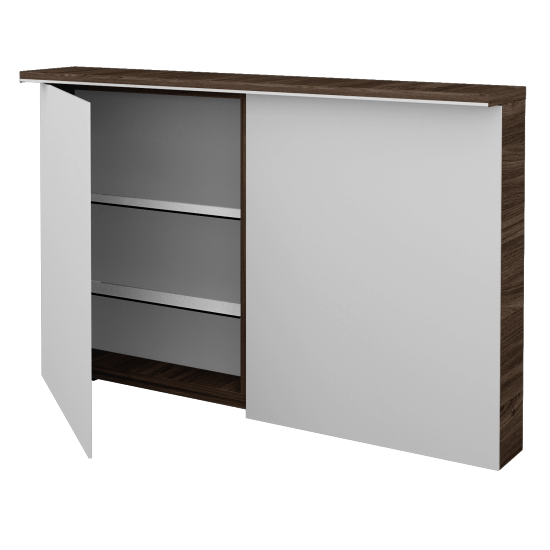 Dvojdverová zrkadlová skrinka ASTON GA2OE 120  - D25 Teak