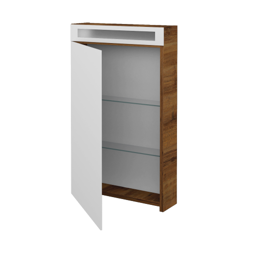 Jednodverová zrkadlová skrinka MAX GAO 50  - D27 Cognac - Levé