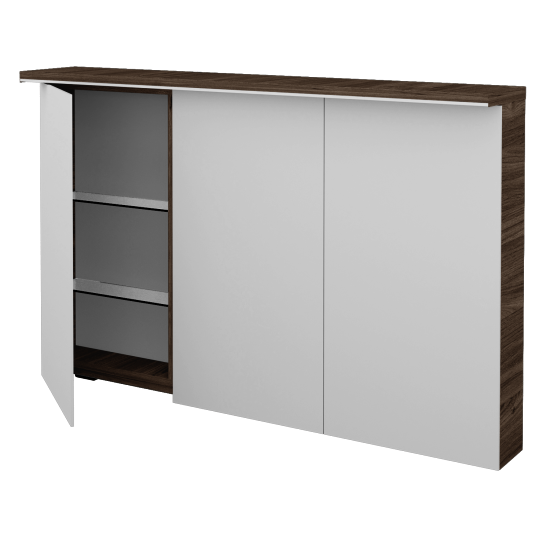Trojdverová zrkadlová skrinka ASTON GA3OE 120  - D25 Teak