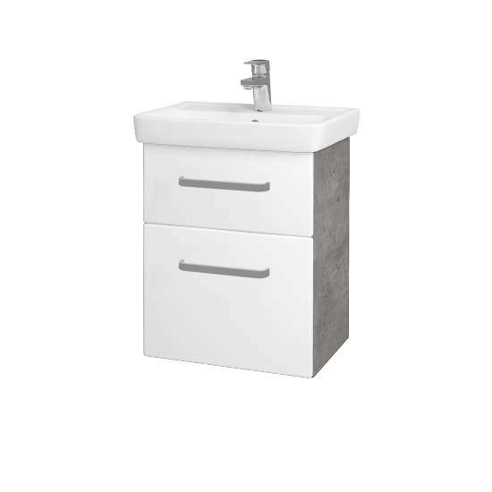 Umývadlová skrinka GO SZZ2 50  - D01 Betón - Úchytka T01 - M01 Biela mat