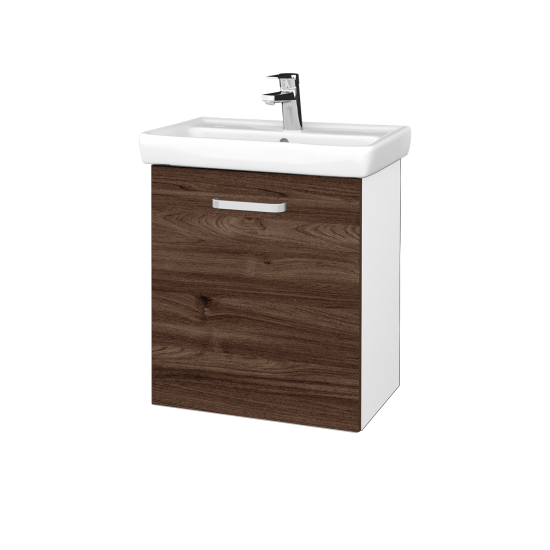Kúpeľňová skriňa DOOR SZD 55  - M01 Biela mat - Úchytka T01 - D25 Teak - Levé