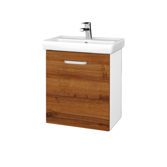 Kúpeľňová skriňa DOOR SZD 55  - M01 Biela mat - Úchytka T01 - D27 Cognac - Levé