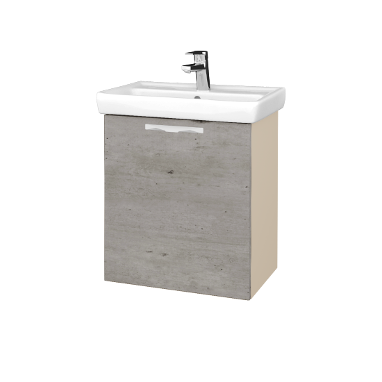 Kúpeľňová skriňa DOOR SZD 55  - M19 Cream mat - Úchytka T09 - D01 Betón - Levé