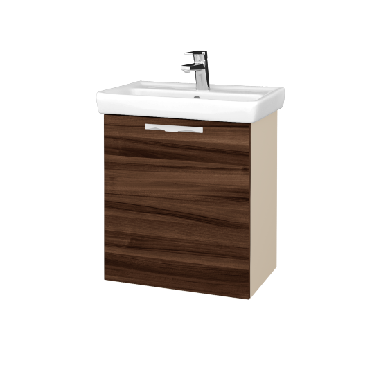 Kúpeľňová skriňa DOOR SZD 55  - M19 Cream mat - Úchytka T09 - D06 Orech - Levé