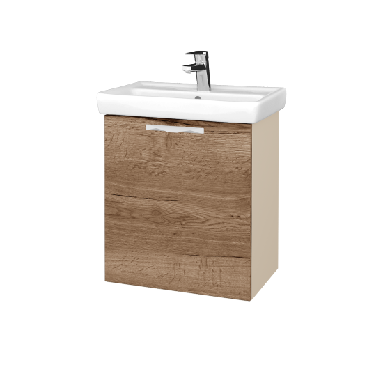Kúpeľňová skriňa DOOR SZD 55  - M19 Cream mat - Úchytka T09 - D21 Tobacco - Levé