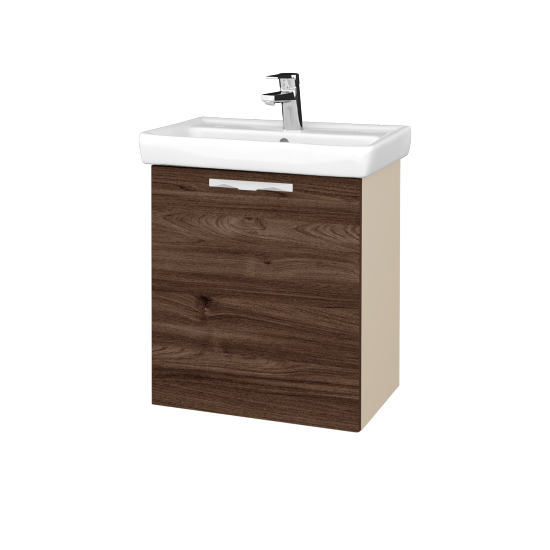 Kúpeľňová skriňa DOOR SZD 55  - M19 Cream mat - Úchytka T09 - D25 Teak - Levé