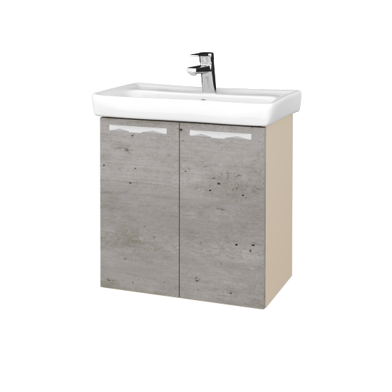 Kúpeľňová skriňa DOOR SZD2 60  - M19 Cream mat - Úchytka T09 - D01 Betón