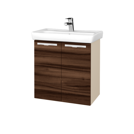 Kúpeľňová skriňa DOOR SZD2 60  - M19 Cream mat - Úchytka T09 - D06 Orech