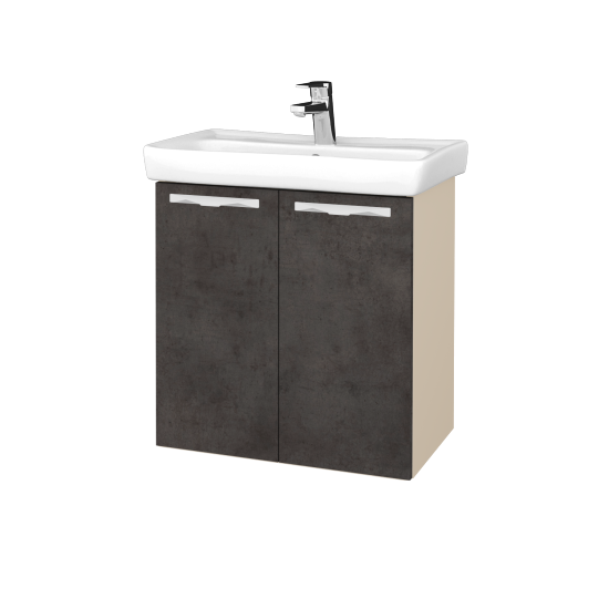 Kúpeľňová skriňa DOOR SZD2 60  - M19 Cream mat - Úchytka T09 - D16 Tmavý betón