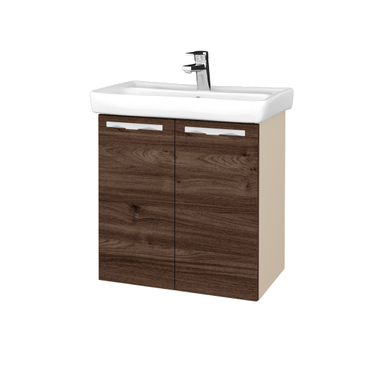 Kúpeľňová skriňa DOOR SZD2 60  - M19 Cream mat - Úchytka T09 - D25 Teak