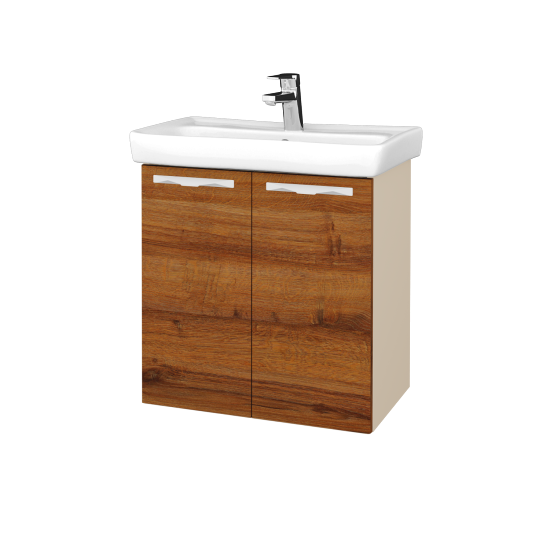Kúpeľňová skriňa DOOR SZD2 60  - M19 Cream mat - Úchytka T09 - D27 Cognac