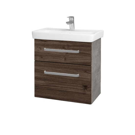 Umývadlová skrinka GO SZZ2 60  - D01 Betón - Úchytka T01 - D25 Teak