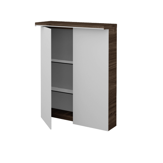 Dvojdverová zrkadlová skrinka ASTON GA2OE 60  - D25 Teak