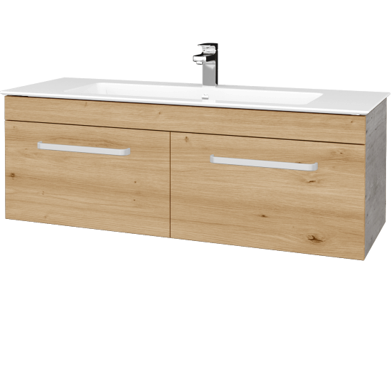 Umývadlová skrinka ASTON SZZ2 120  - D01 Betón - Úchytka T01 - D22 Karamel