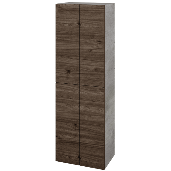 Vysoká skriňa DOS SVD4 50  - D01 Betón - Bezúchytkové vyhotovenie T00 (bez vŕtania pre úchytku) - D25 Teak