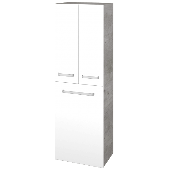 Vysoká skriňa s košom na bielizeň DOS SVD3K 50  - D01 Betón - Úchytka T01 - L01 Biela vysoký lesk