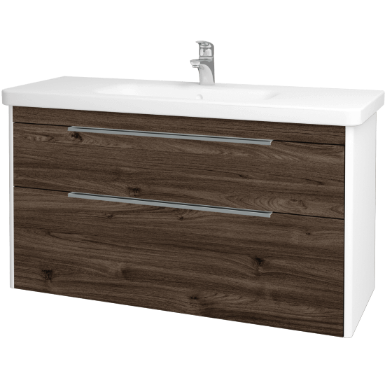 Kúpeľňová skrinka ENZO SZZ2 120  - L01 Biela vysoký lesk - D25 Teak