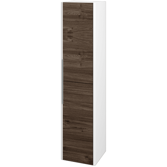 Vysoká skriňa ENZO SVD2 35  - L01 Biela vysoký lesk - D25 Teak - Levé