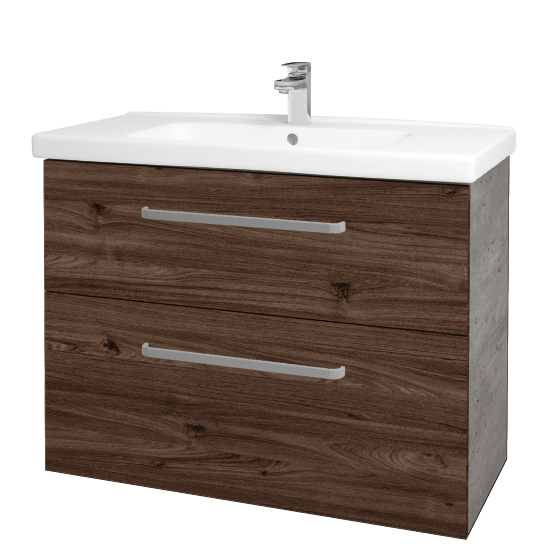 Umývadlová skrinka BIG INN SZZ2 100  - D01 Betón - Úchytka T01 - D25 Teak