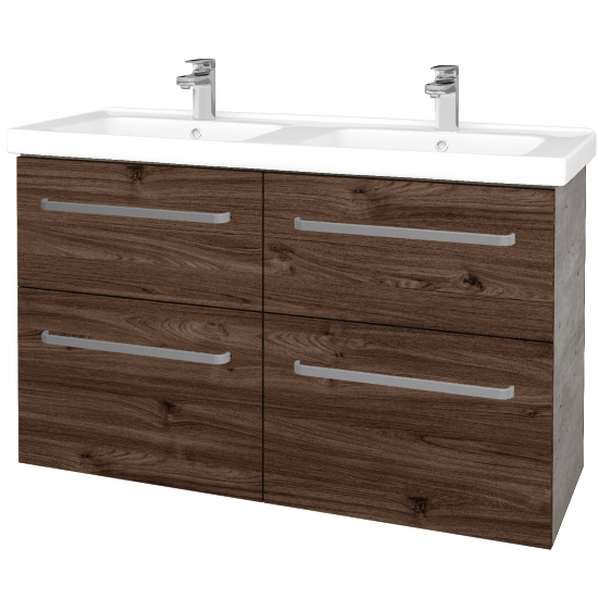 Umývadlová skrinka BIG INN SZZ4 125  - D01 Betón - Úchytka T01 - D25 Teak