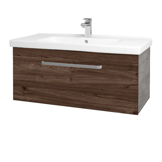 Umývadlová skrinka BIG INN SZZ 100  - D01 Betón - Úchytka T01 - D25 Teak