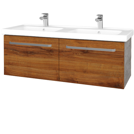 Umývadlová skrinka BIG INN SZZ2 125  - D01 Betón - Úchytka T01 - D27 Cognac