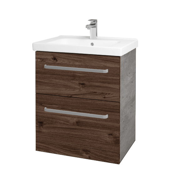 Umývadlová skrinka BIG INN SZZ2 65  - D01 Betón - Úchytka T01 - D25 Teak