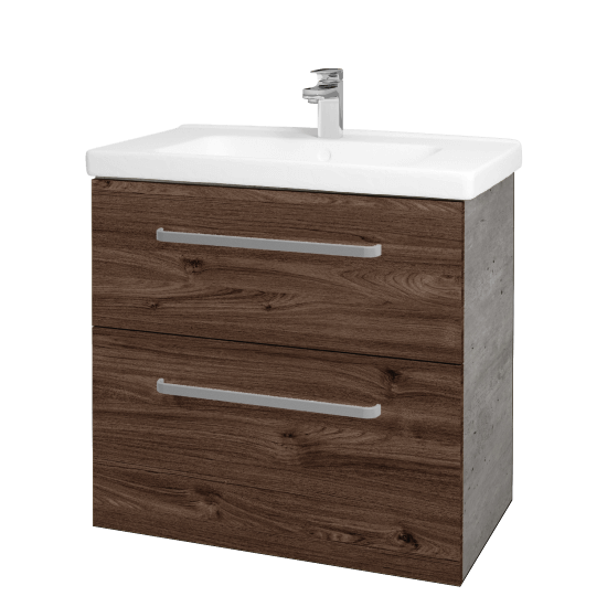Umývadlová skrinka BIG INN SZZ2 80  - D01 Betón - Úchytka T01 - D25 Teak