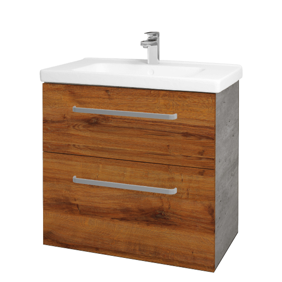 Umývadlová skrinka BIG INN SZZ2 80  - D01 Betón - Úchytka T01 - D27 Cognac