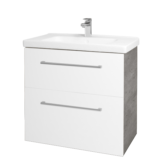 Umývadlová skrinka BIG INN SZZ2 80  - D01 Betón - Úchytka T03 - L01 Biela vysoký lesk