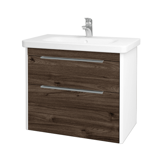 Kúpeľňová skrinka ENZO SZZ2 80  - L01 Biela vysoký lesk - D25 Teak