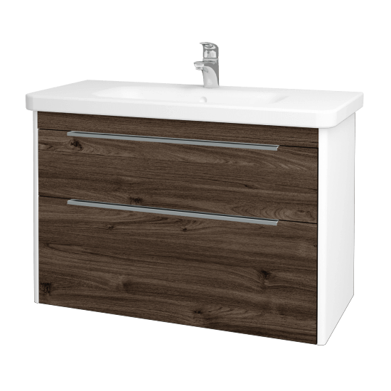 Kúpeľňová skrinka ENZO SZZ2 100  - L01 Biela vysoký lesk - D25 Teak