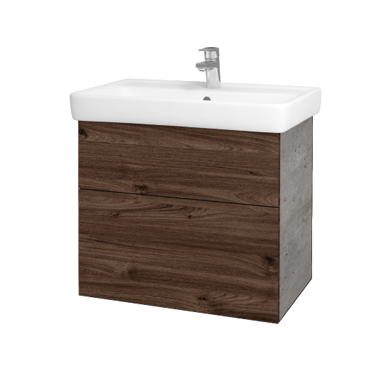 Kúpeľňová skrinka Q MAX SZZ2 70 (umyvadlo Q)  - D01 Betón - Úchytka T00 - D25 Teak