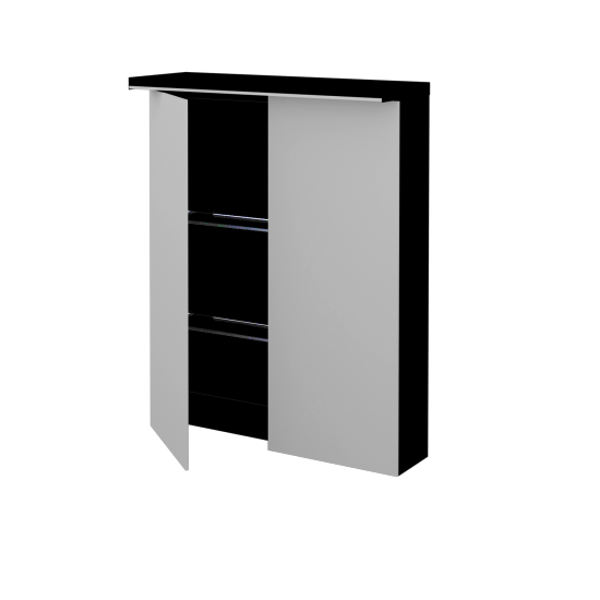 Dvojdverová zrkadlová skrinka MAJESTY GA2OE 60  - L17 Čierna vysoký lesk