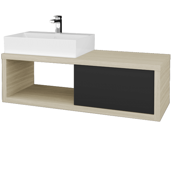 Umývadlová skriňa STORM SZZO 120 (umývadlo Kube)  - D04 Dub - N03 Graphite - Levé
