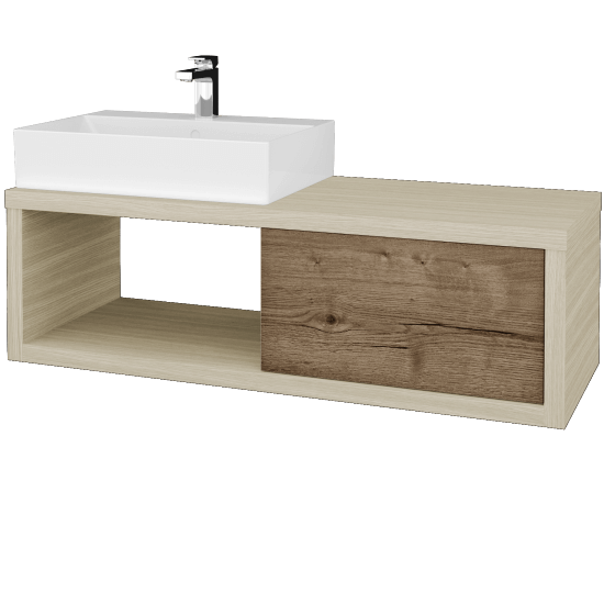 Umývadlová skriňa STORM SZZO 120 (umývadlo Kube)  - D04 Dub - D21 Tobacco - Levé