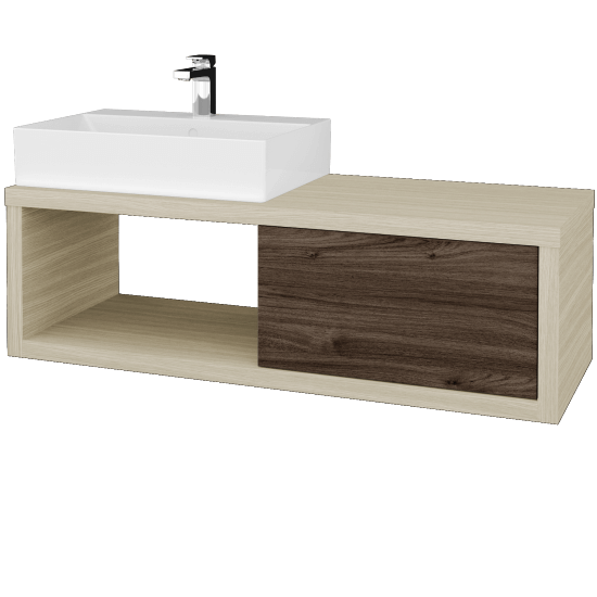 Umývadlová skriňa STORM SZZO 120 (umývadlo Kube)  - D04 Dub - D25 Teak - Levé
