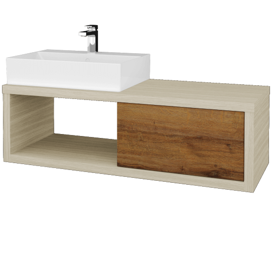 Umývadlová skriňa STORM SZZO 120 (umývadlo Kube)  - D04 Dub - D27 Cognac - Levé
